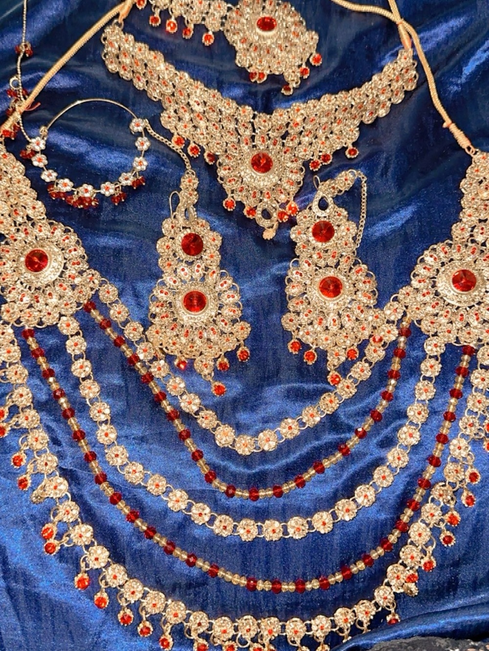 Elegant Red Crystal Bridal Jewelry Set for Women